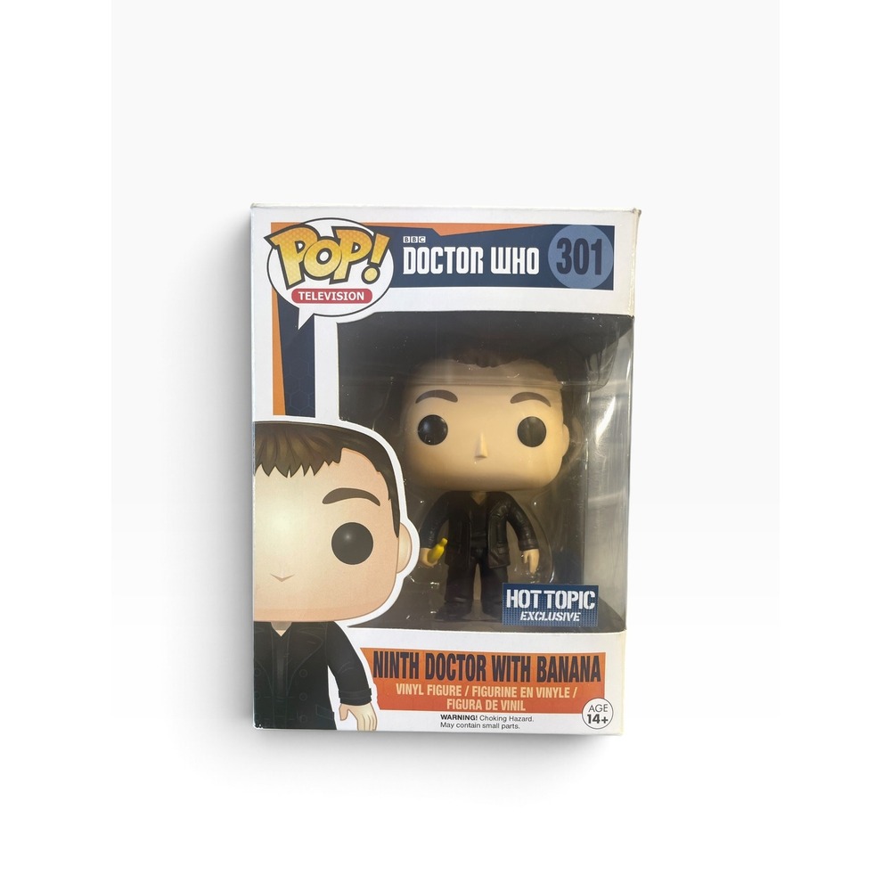 Funko Pop Doctor Who Ninth Doctor with Banana 301 Hot Topic Exclusive Black